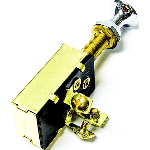 Sierra Mp39640 On/Off/On Spdt 3 Screw Terminal Heavy Duty Push Pull Switch - Chrome & Brass Knob - Mp39640 - 11-Mp39640F1