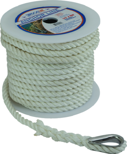 Sea Dog 301110060Wh1 Premium Twisted 3-Strand Nylon Anchor Line, 3/8 X 60' - 301110060Wh-1 - 354-301110060Wh1F1