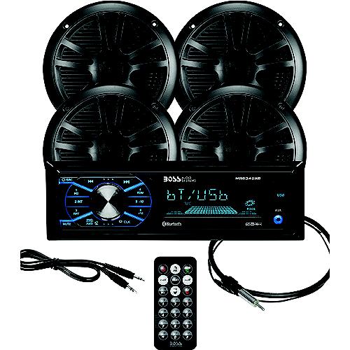 Boss Audio Mcbk634B64 Bluetooth Weatherproof Marine Receiver Package W/ 2 Pairs Of 6.5