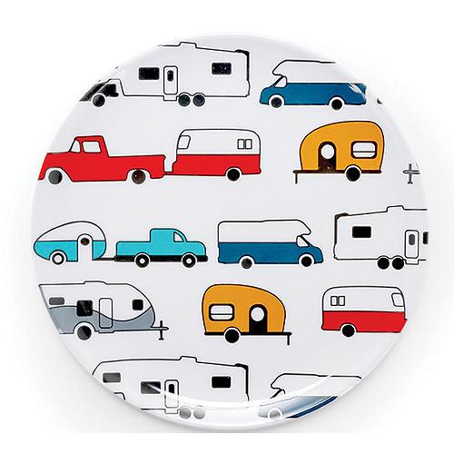 Camco 53223 Melamine Dishware, Multi-Color Rv & Truck Pattern, 7-3/4