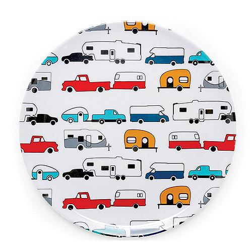Camco 53224 Melamine Dishware, Multi-Color Rv & Truck Pattern, 9-3/4