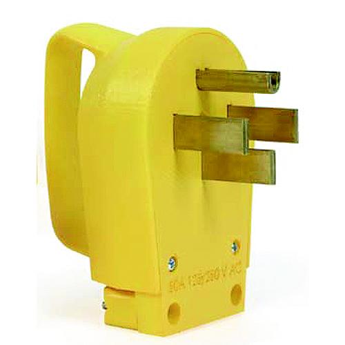 Camco 55252 Yellow Powergrip Replacement Rv Plug With Handle - 55252 - 17-55252F1