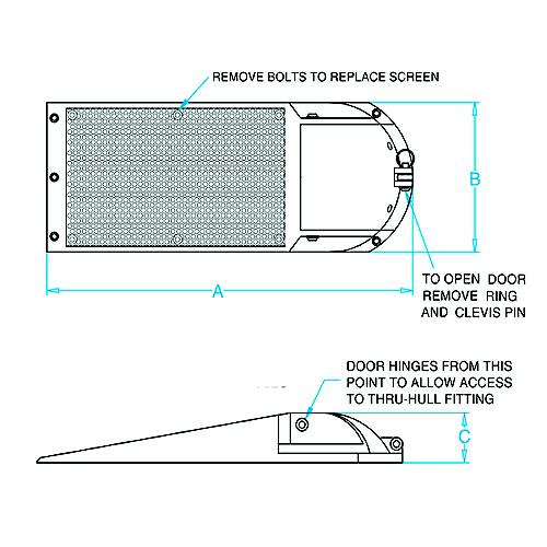 Groco Aphs12501 Aphs Series External Hull Strainer W/Access Door - Aphs-1250-1 - 34-Aphs12501F1