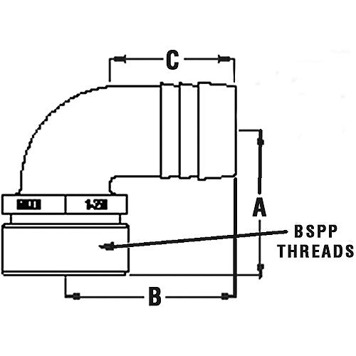 Pipe-To-Hose Adapter, 90° - Pthc-2Pd50 - 34-Pthc2Pd50F1