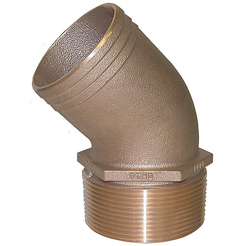Groco Pthd Bronze Standard Flow, 45 Degree, Pipe-To-Hose Adapter With Npt Thread - Pthd-2500 - 34-Pthd2500F1