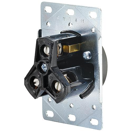 Rv Designer S971 Ac 30 Amp Receptacle In Plate, 30A / 125V, White - S971 - 350-S971F1