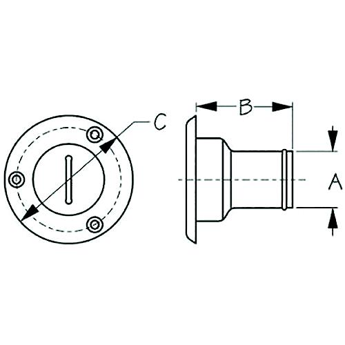 Sea-Dog 3570141 Waste Deck Fill Fiberglass Nylon W/Black Slotted Cap, A: 1-1/2