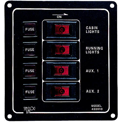 4 Switch Illiminated Switch Panel, Vertical - 422010-1 - 354-4220101F1
