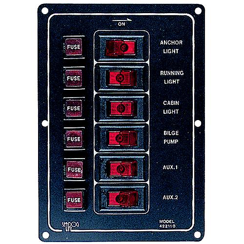 6 Switch Illiminated Switch Panel, Vertical - 422110-1 - 354-4221101F1