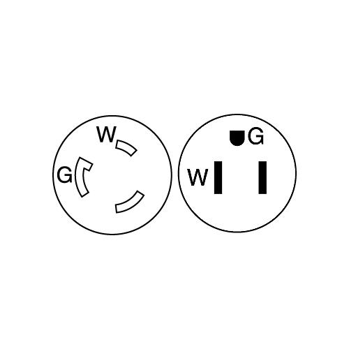 Hubbell Hbl31Cm28 White 30A 125V Twist Lock Female To 15A 125V Straight Blade Male Adapter - Hbl31Cm28 - 36-Hbl31Cm28F1