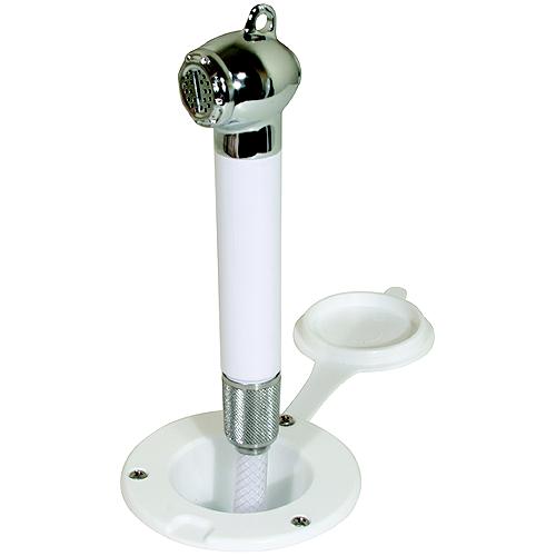 Scandvik 10055 Recessed Transom Shower White With 6' Nylon Hose, Horizontal Mount Only - 10055P - 390-10055Pf1