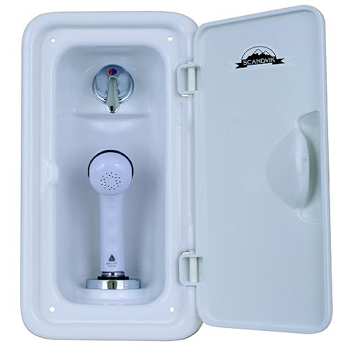 Scandvik 14126 Vertical Shower Box, White Sprayer With 6' White Nylon Hose - 14126 - 390-14126F1