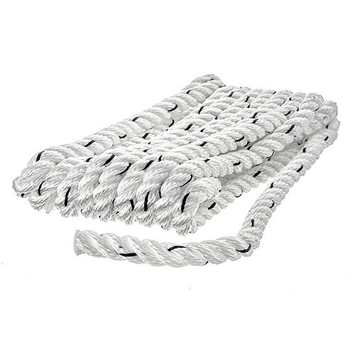Seachoice Premium 3-Strand Twisted Nylon Dock Line, White With Blue Tracer, 3/8