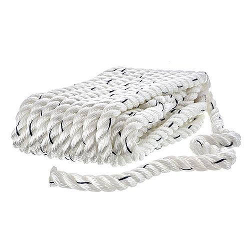 Seachoice Premium 3-Strand Twisted Nylon Dock Line, White With Blue Tracer, 1/2
