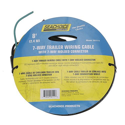 7-Way Trailer Wiring 8' Cable With 7-Way Molded Connector - 58111 - 50-58111F1