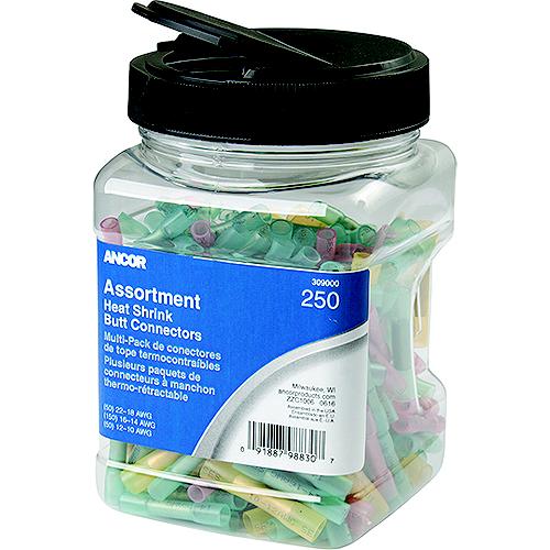 Ancor 309000 Marine Grade® Heat Shrink Butt Connectors, 22-18 , 16-14 & 12-10 Awg, Assorted, 250/Pk - 309000 - 639-309000F1