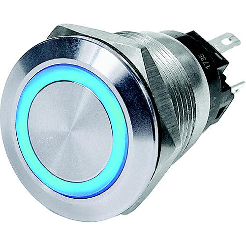 Blue Sea 4161 Push Button Led Ring Switch, Blue, Off-(On) - 4161-Bss - 661-4161F1