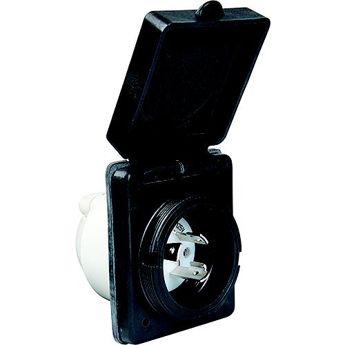 Park Power 301Elrvblk Power Inlet, 30A Black W/Ss Trim - 301Elrv.Blk - 679-301Elrvblkf1