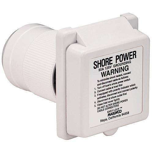 Marinco 50 Amp 125V Power Inlet With Stainless Steel Trim - 6351El-B - 69-6351Elbf1