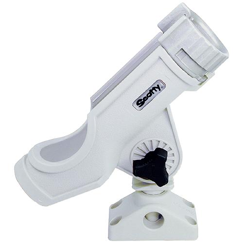 Scotty 230Wh Powerlock Rod Holder W/#241 Side/Deck Mount, White - 0230-Wh - 736-230Whf1