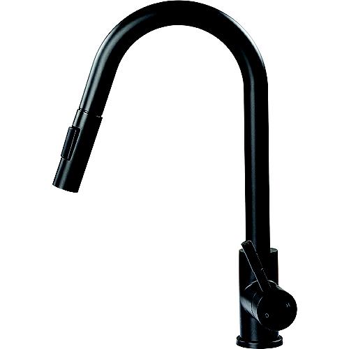 Flow-Max 2021090600 Pull Down Single Hole Faucet, Bullet Style, Black - 2021090600 - 804-2021090600F1