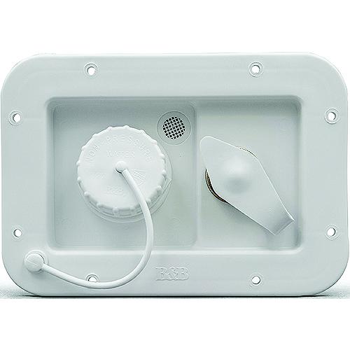 B&B Molders 94224 City/Gravity Dish W/ Brass Check Valve, Polar White - 94224 - 865-94224F1