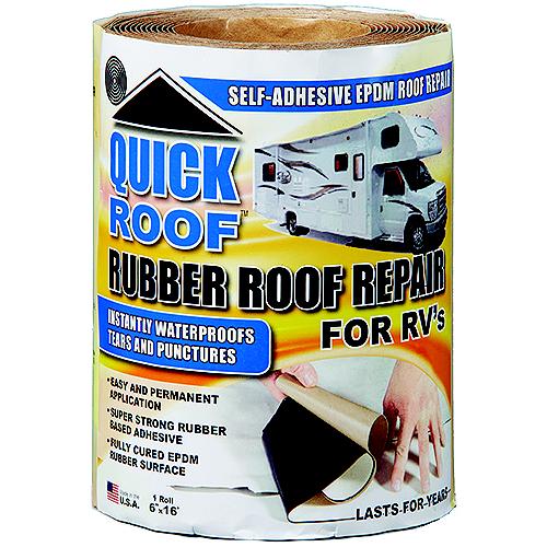 Quick Roof Rqr624 Instant Waterproofing For Rubber Roofs, Black Adhesive/White Epdm, 6