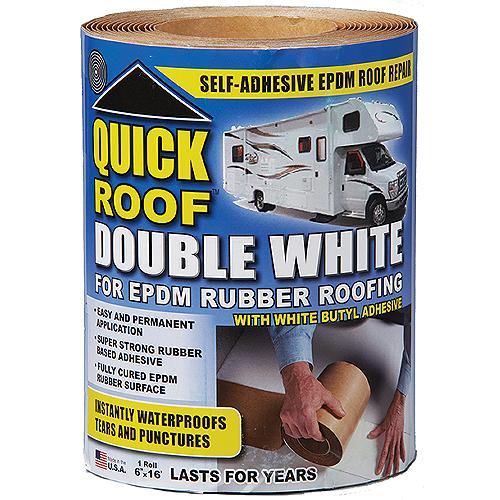 Quick Roof Wrqr625 Instant Waterproofing For Rubber Roofs, White Adhesive/White Epdm, 6