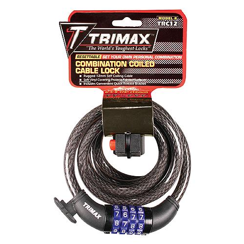 Trimax Trc106 Quadra-Braid 6' X 10Mm Cable Lock With Combination & Quick Release Bracket - Trc106 - 255-Trc106F1