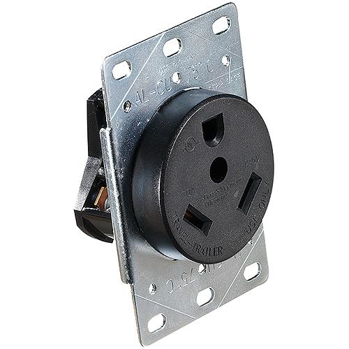 Rv Designer S971 Ac 30 Amp Receptacle In Plate, 30A / 125V, White - S971 - 350-S971F1