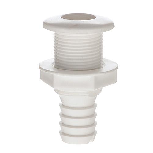 Seachoice Thru-Hull Connector W/ Broad Flange, Fits 1 In. Id Hose, 1-1/4 In. Max Hull - 50-18071 - 50-18071F1