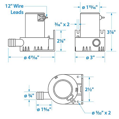 Seachoice Universal 450 Gph Mini Marine 12V Bilge Pump - 19261 - 50-19261F1