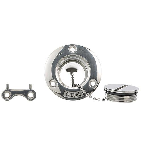 Seachoice Stainless Steel Deck Fill With Cap (Chain Tether) For 1-1/2