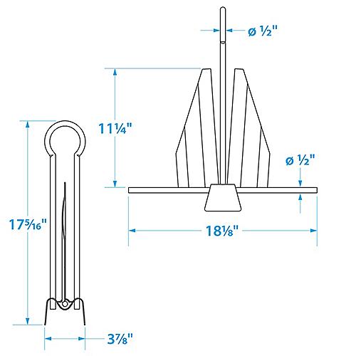 Seachoice 41630 Hot Dipped Galvanized Utility Anchor, Size 13E - 41630 - 50-41630F1