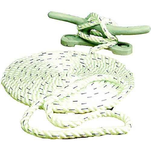 Seachoice Premium 3-Strand Twisted Nylon Dock Line, White With Blue Tracer, 3/8
