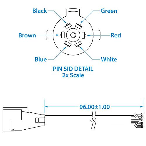 7-Way Trailer Wiring 8' Cable With 7-Way Molded Connector - 58111 - 50-58111F1