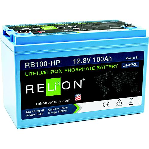 Relion Rb100Hp Lifepo4 Lithium Iron Phosphate 12V Battery, Group 31 - Rb100-Hp - 569-Rb100Hpf1