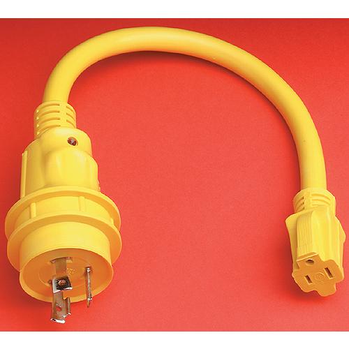 Marinco Standard Pigtail Adapter Dock Side Male 30A 125V Locking To Boat Side Female 15A 125V Straight Blade - 105Spp - 69-105Sppf1