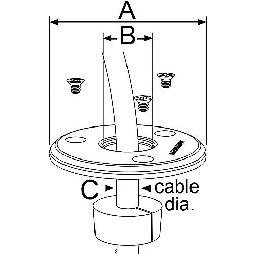 Scanstrut Dslp21Bblk Low Profile Cable Seal, Black Anodized Aluminum, Fits 9-14Mm Cable - Ds-Lp-21B-Blk - 922-Dslp21Bblkf1