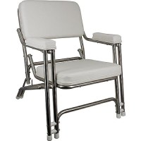 Springfield 1080021Ss Deck Folding Chair, White With Stainless Steel Tubing - 1080021-Ss - 169-1080021Ssf1