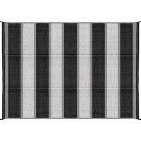 Open Air Stripe Awning Leisure Mat, 6' X 9' Charcoal - 42873 - 17-42873F1