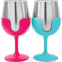 Camco 51915 Wine Tumblers, 8 Oz., Pink & Blue, 1 Pr. - 51915 - 17-51915F1
