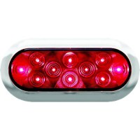 Anderson Led Oval Stop Turn & Tail Light Red With Chrome Bezel - V423Xr-4 - 177-V423Xr4F1