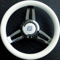 Morosini Steering Wheels, White Poly W/Chrome Hub - Morosini U/Ch/W - 216-Morosiniuchwf1