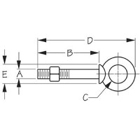 Sea-Dog 080822 Shoulder Eye Bolt, Galvanized, 5/16