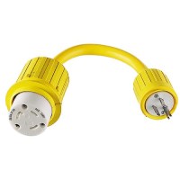 Hubbell Hbl104 Yellow Watertight 30A 125V Locking Female To 15A 125V Straight Blade Male Adapter - Hbl104 - 36-Hbl104F1