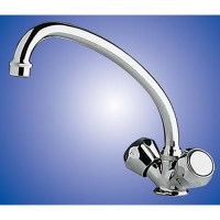 Scandvik 10438 Chrome Plated Brass Galley Mixer With High-Reach Swivel Spout, Standard Knob - 10438P - 390-10438Pf1