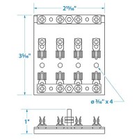 Seachoice 4-Gang Fuse And Terminal Block, Brass Clips And Contacts, Sfe 20 Amp Of 3Ag Fuse - 13431 - 50-13431F1