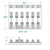 Seachoice 6-Gang Fuse And Terminal Block, Brass Clips And Contacts, Sfe 20 Amp Of 3Ag Fuse - 13441 - 50-13441F1