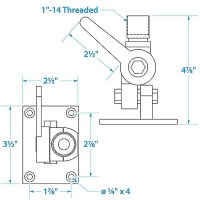 Seachoice 19521 Universal Antenna Ratchet-Mount Base, Chrome-Plated Brass - 19521 - 50-19521F1